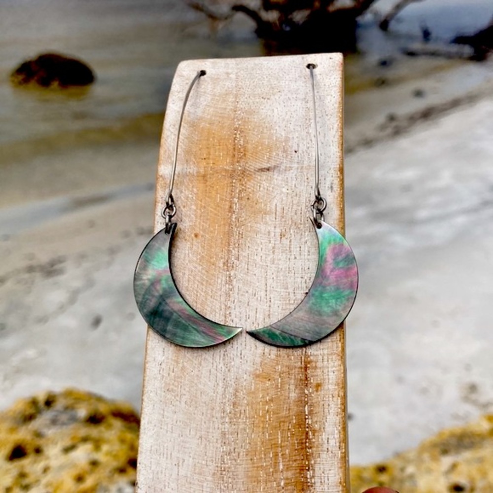 Abalone Holographic Rainbow Stainless Steel Earrings